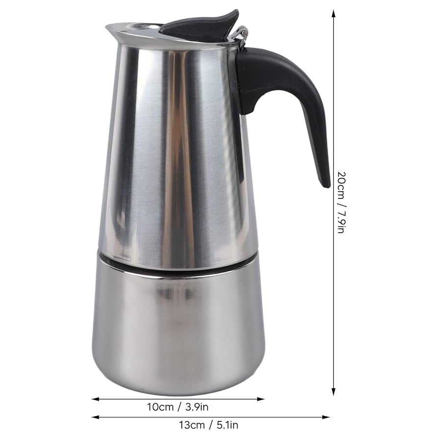 Cafetera Italiana para 6 Tazas, Acero Inoxidable, 300 ml